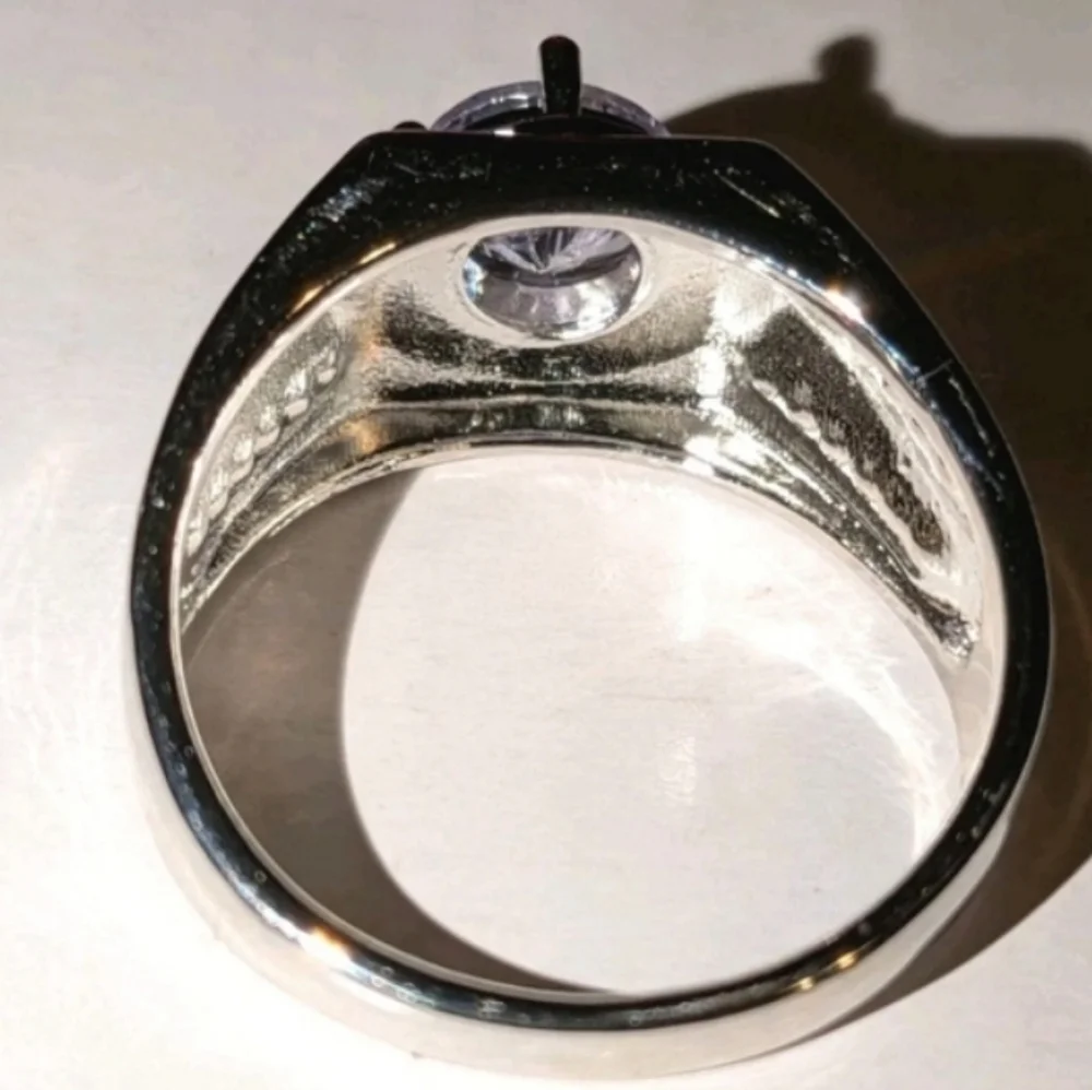 Mens Engagement 14k White Gold Plated Ring Sz 11
